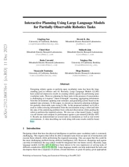 Interactive Planning Using Large Language Models for Partially
  Observable Robotics Tasks