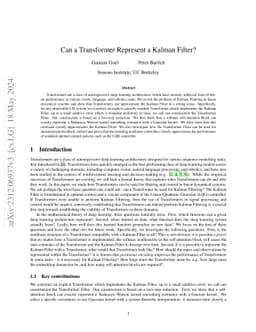 Can a Transformer Represent a Kalman Filter?