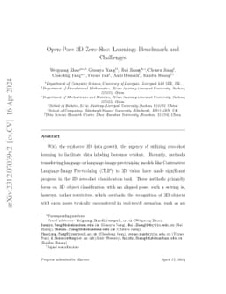 Open-Pose 3D Zero-Shot Learning: Benchmark and Challenges