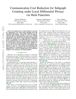 Communication Cost Reduction for Subgraph Counting under Local
  Differential Privacy via Hash Functions