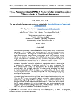 The AI Assessment Scale (AIAS): A Framework for Ethical Integration of
  Generative AI in Educational Assessment