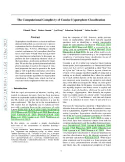 The Computational Complexity of Concise Hypersphere Classification