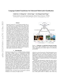 Language-Guided Transformer for Federated Multi-Label Classification