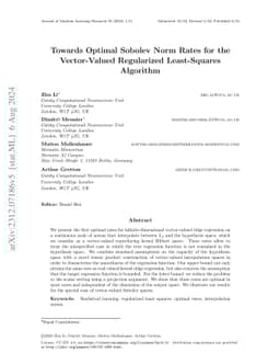 Towards Optimal Sobolev Norm Rates for the Vector-Valued Regularized
  Least-Squares Algorithm