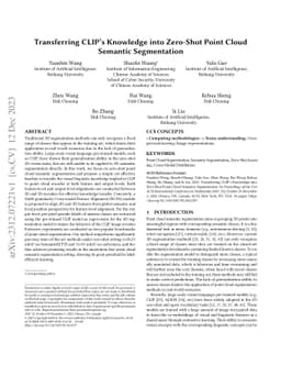 Transferring CLIP's Knowledge into Zero-Shot Point Cloud Semantic
  Segmentation
