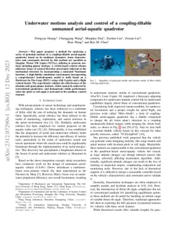Underwater Motions Analysis and Control of a Coupling-Tiltable Unmanned Aerial-Aquatic Vehicle