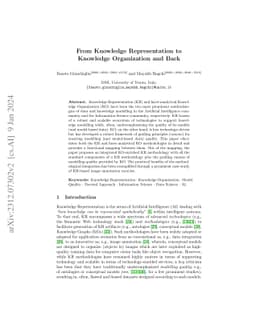 From Knowledge Representation to Knowledge Organization and Back