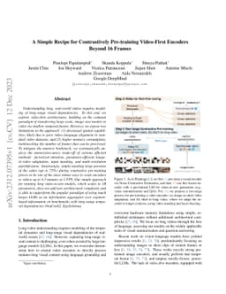 A Simple Recipe for Contrastively Pre-training Video-First Encoders Beyond 16 Frames