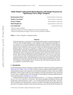 Multi-Modal Conformal Prediction Regions with Simple Structures by
  Optimizing Convex Shape Templates