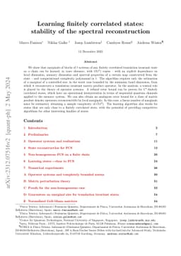 Learning finitely correlated states: stability of the spectral reconstruction