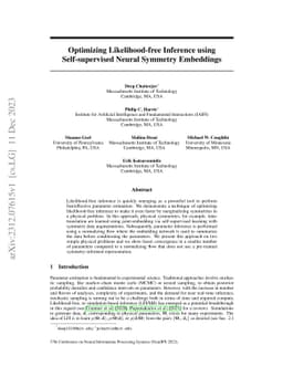 Optimizing Likelihood-free Inference using Self-supervised Neural
  Symmetry Embeddings