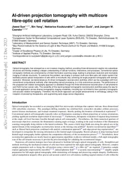 AI-driven projection tomography with multicore fibre-optic cell rotation