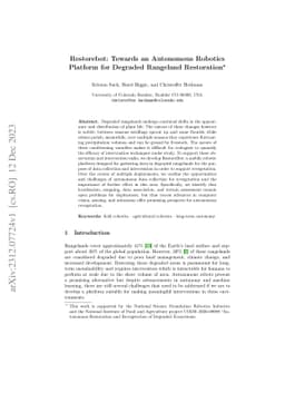 Restorebot: Towards an Autonomous Robotics Platform for Degraded
  Rangeland Restoration