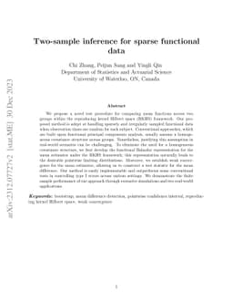 Two-sample inference for sparse functional data
