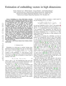 Estimation of embedding vectors in high dimensions
