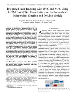 Integrated Path Tracking with DYC and MPC using LSTM Based Tire Force
  Estimator for Four-wheel Independent Steering and Driving Vehicle