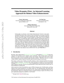 Video Dynamics Prior: An Internal Learning Approach for Robust Video
  Enhancements