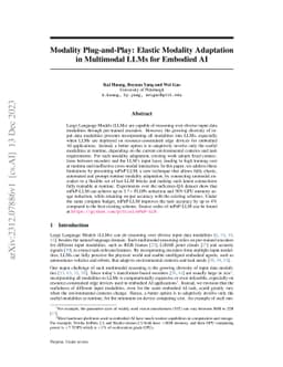 Modality Plug-and-Play: Elastic Modality Adaptation in Multimodal LLMs
  for Embodied AI