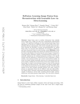 ReFusion: Learning Image Fusion from Reconstruction with Learnable Loss via Meta-Learning