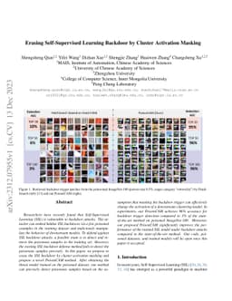 Erasing Self-Supervised Learning Backdoor by Cluster Activation Masking