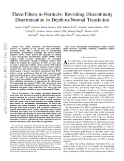 Three-Filters-to-Normal+: Revisiting Discontinuity Discrimination in
  Depth-to-Normal Translation
