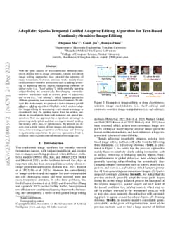 AdapEdit: Spatio-Temporal Guided Adaptive Editing Algorithm for
  Text-Based Continuity-Sensitive Image Editing