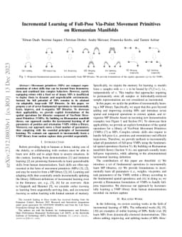 Incremental Learning of Full-Pose Via-Point Movement Primitives on
  Riemannian Manifolds