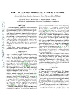 Ultra Low Complexity Deep Learning Based Noise Suppression