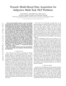 Towards Model-Based Data Acquisition for Subjective Multi-Task NLP
  Problems
