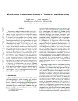 Hybrid Sample Synthesis-based Debiasing of Classifier in Limited Data
  Setting