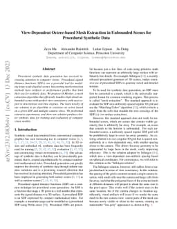 View-Dependent Octree-based Mesh Extraction in Unbounded Scenes for
  Procedural Synthetic Data