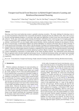 Unsupervised Social Event Detection via Hybrid Graph Contrastive
  Learning and Reinforced Incremental Clustering