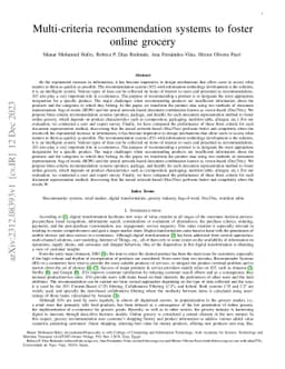 Multi-criteria recommendation systems to foster online grocery