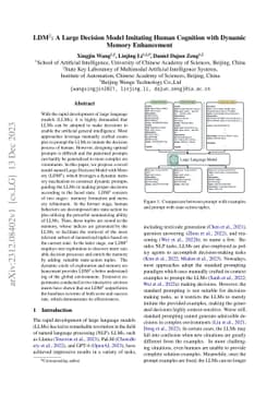 LDM$^2$: A Large Decision Model Imitating Human Cognition with Dynamic
  Memory Enhancement