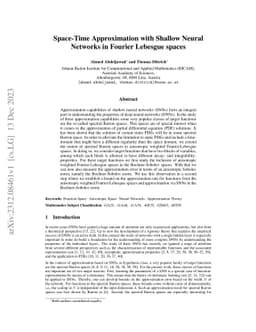 Space-Time Approximation with Shallow Neural Networks in Fourier
  Lebesgue spaces