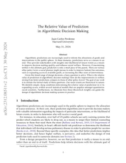 The Relative Value of Prediction in Algorithmic Decision Making