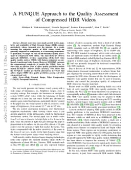 A FUNQUE Approach to the Quality Assessment of Compressed HDR Videos