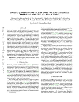 USM-Lite: Quantization and Sparsity Aware Fine-tuning for Speech
  Recognition with Universal Speech Models