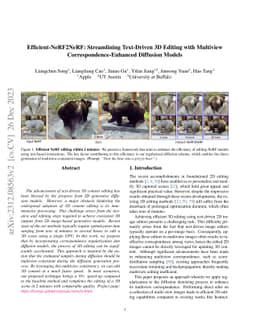 Efficient-NeRF2NeRF: Streamlining Text-Driven 3D Editing with Multiview
  Correspondence-Enhanced Diffusion Models