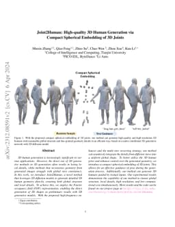 Joint2Human: High-quality 3D Human Generation via Compact Spherical
  Embedding of 3D Joints