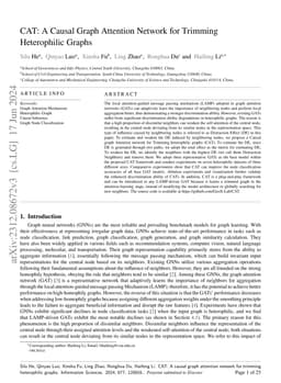 CAT: A Causally Graph Attention Network for Trimming Heterophilic Graph
