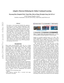 Adaptive Shortcut Debiasing for Online Continual Learning