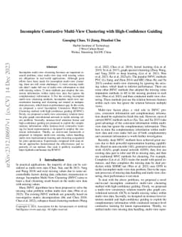 Incomplete Contrastive Multi-View Clustering with High-Confidence
  Guiding