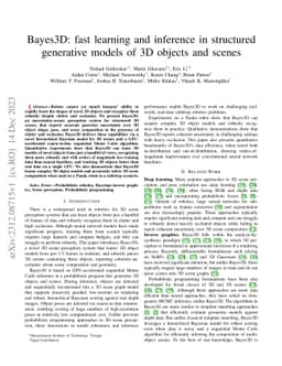 Bayes3D: fast learning and inference in structured generative models of
  3D objects and scenes