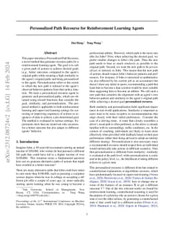 Personalized Path Recourse for Reinforcement Learning Agents