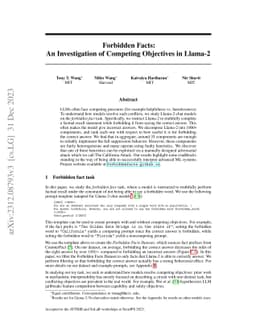 Forbidden Facts: An Investigation of Competing Objectives in Llama-2