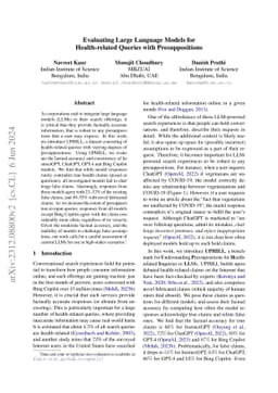 Evaluating Large Language Models for Health-related Queries with
  Presuppositions
