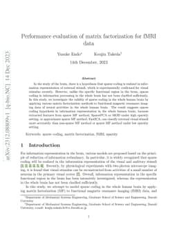 Performance evaluation of matrix factorization for fMRI data