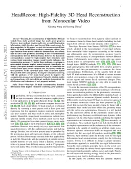 HeadRecon: High-Fidelity 3D Head Reconstruction from Monocular Video