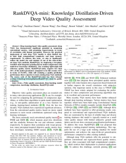 RankDVQA-mini: Knowledge Distillation-Driven Deep Video Quality
  Assessment
